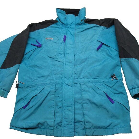 VTG Columbia Jacket Women Medium‎ Teal Double Whammy Full Zip 3 in 1 Shell Parka - Picture 1 of 16